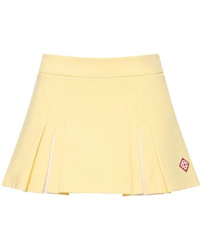 Casablancabrand Stretch Twill Pleated Mini Skirt - Natural
