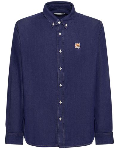 Maison Kitsuné Fox Head Denim Shirt - Blue