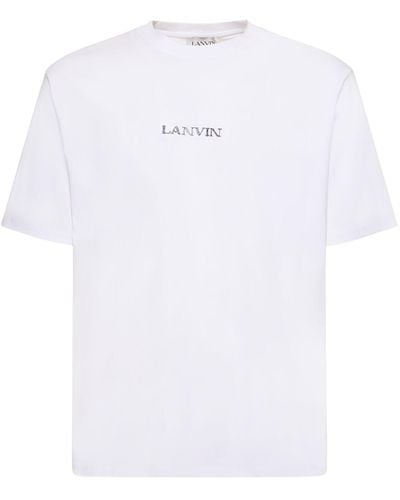 Lanvin Logo Embroidery Oversized Cotton T-shirt - White