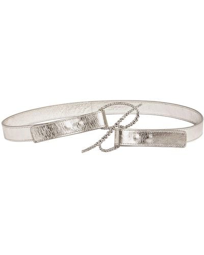 Blumarine B Laminated Leather Belt - White