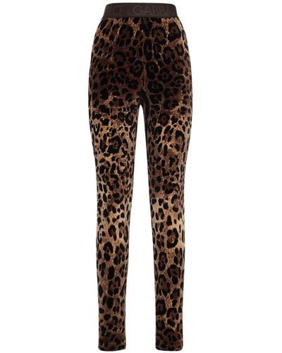 Dolce & Gabbana Leggings Aus Chenille Mit Leopardendruck - Schwarz