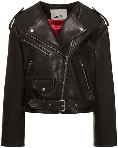Isabel Marant Audric Leather Biker Jacket - Black