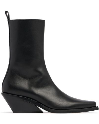 Ann Demeulemeester 60mm Vesper Leather Ankle Boots - Black