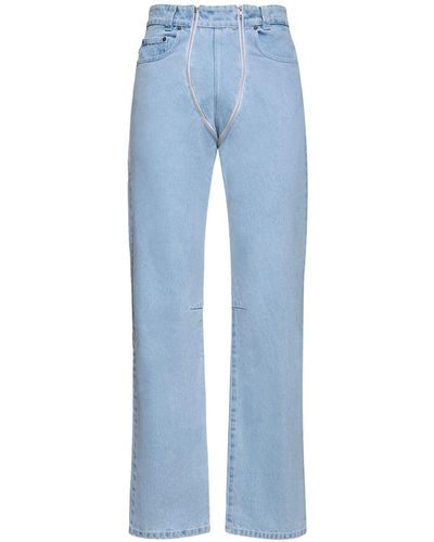 GmbH Jeans de denim de algodón dos cremalleras - Azul