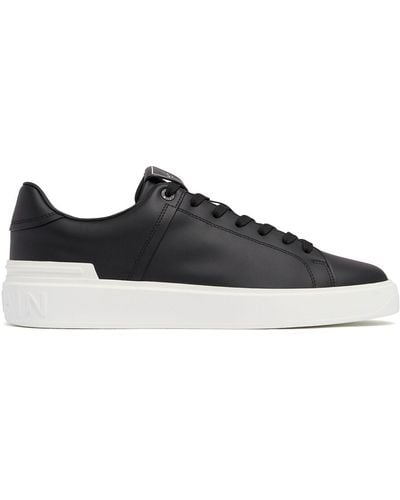 Balmain B Court Leather Low Top Sneakers - Black