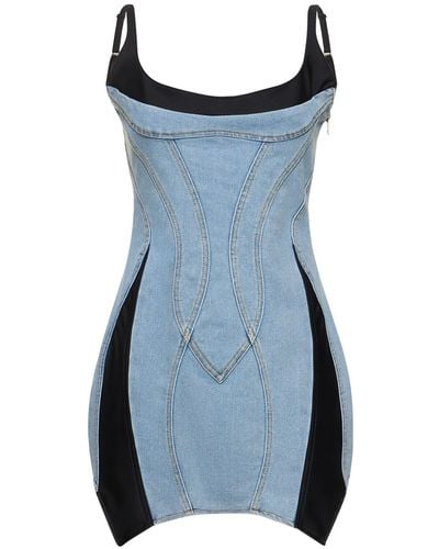 Mugler Paneled Mini Dress - Blue