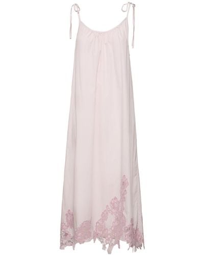 Acne Studios Cotton Midi Dress W/lace - Pink
