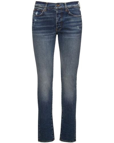 Amiri 15Cm Stack Cotton Denim Jeans - Blue