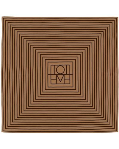 Totême Foulard en soie à monogramme - Marron