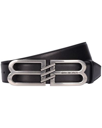 Balenciaga 4Cm Bb Signature Leather Belt - White