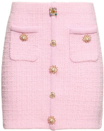 Self-Portrait Embellished Knit Mini Skirt - Pink