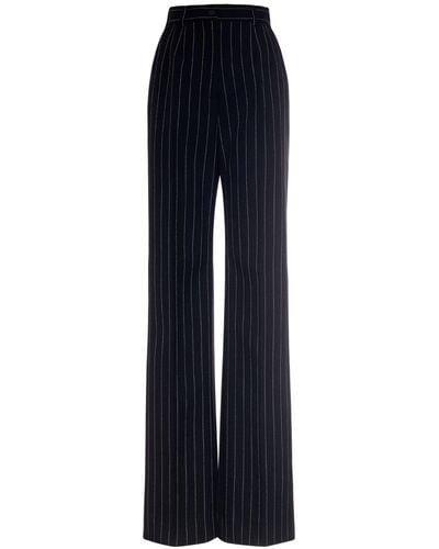 Dolce & Gabbana Wool Pinstriped Flare Trousers - Blue