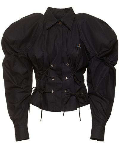 Vivienne Westwood Gexy Fitted Cotton Lace-up Shirt - Black
