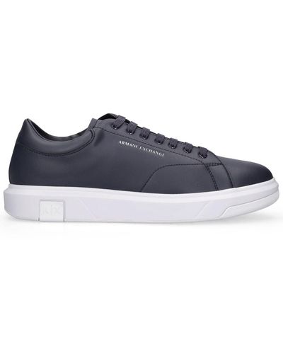Armani Exchange Leather Low Top Sneakers - Blue