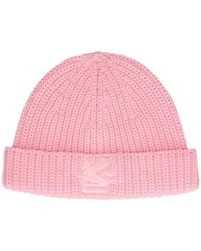 Etro Wool Beanie W/Logo - Pink