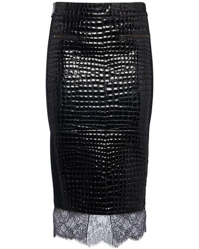 Tom Ford Lvr exclusive falda midi de piel - Negro