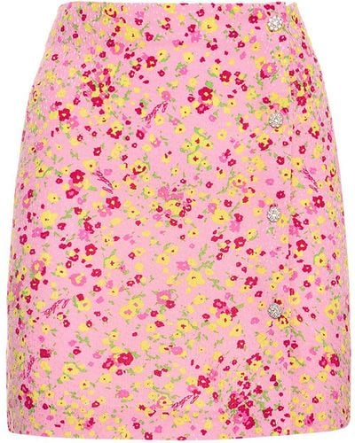ROTATE BIRGER CHRISTENSEN Floral Print Jacquard Mini Skirt - Pink