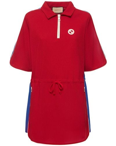 Gucci Long Sleeved Polyester Blend Dress - Red