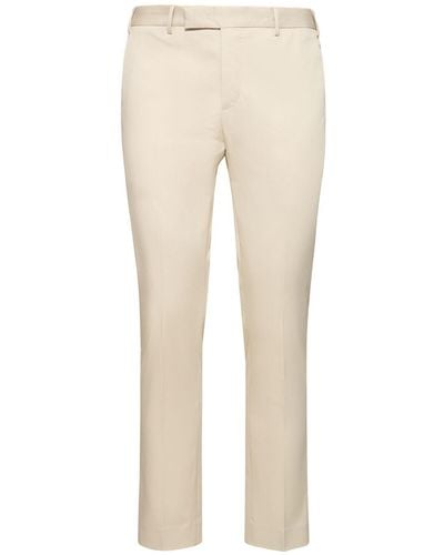 PT Torino Dieci Pleated Cotton Twill Pants - Natural