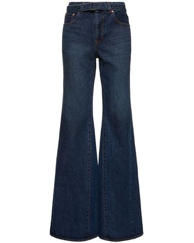 Sacai High rise wide leg jeans w/belt - Blu
