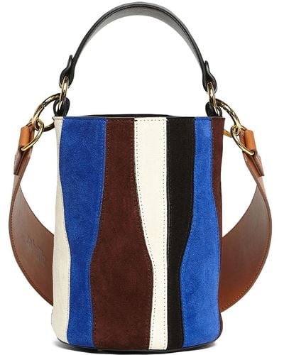 Colville Patch Cylinder Small Leather Bag - Blue