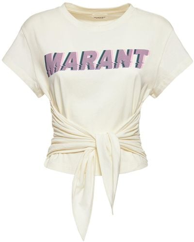 Isabel Marant Camiseta de algodón con logo estampado - Blanco