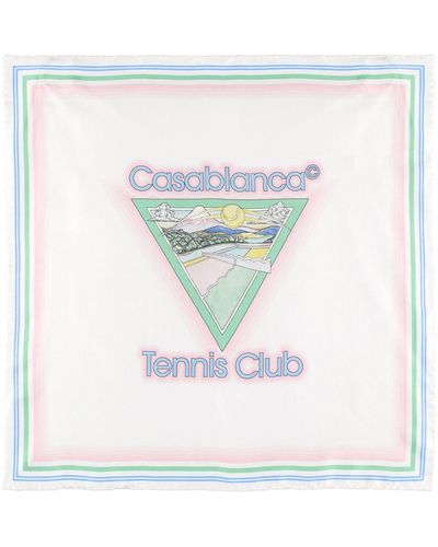 Casablancabrand Foulard Tennis Club In Seta Stampata - Multicolore