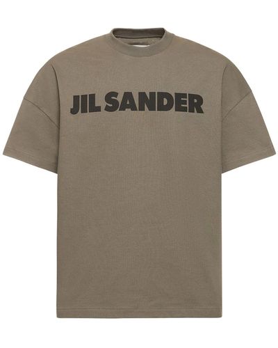 Jil Sander Boxy Fit Logo Cotton T-shirt - Gray