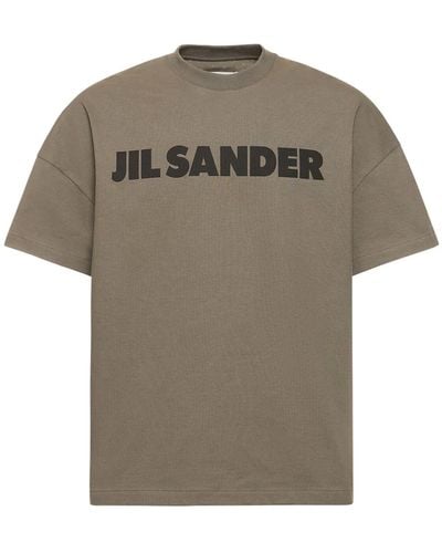 Jil Sander Camiseta de algodón con logo - Gris