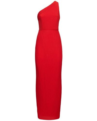 Solace London Adira Pleated Chiffon Long Dress - Red