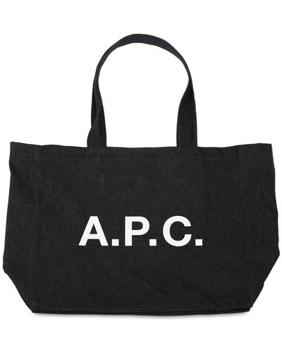 A.P.C. Shopping Diane ウォッシュドデニムトートバッグ - ブラック