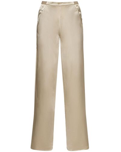 Christopher Esber Silk Satin Low Rise Wide Pants - Natural