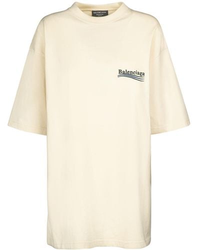 Balenciaga Political Campaign Cotton T-Shirt - Natural