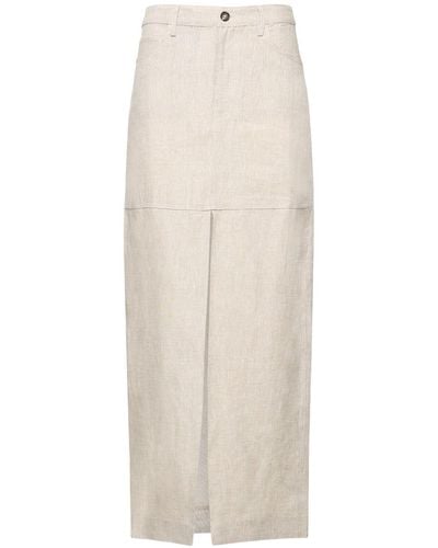 Reformation Tazz Linen Slit Maxi Skirt - Natural