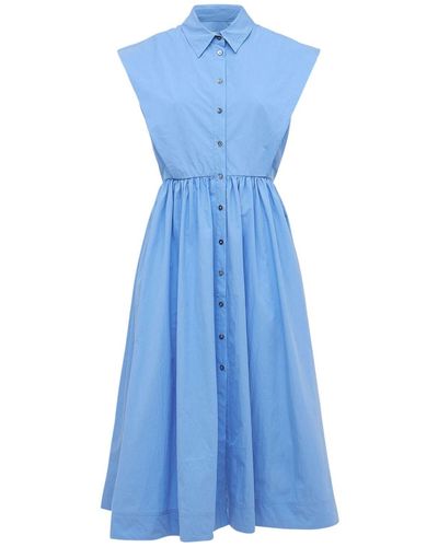 Co. コットン&ナイロンクレープドレス - ブルー