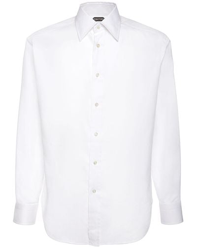 Tom Ford Hemd Aus Baumwolle Und Seide - Weiß