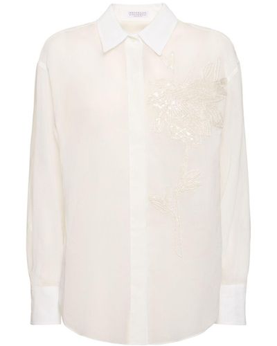 Brunello Cucinelli Camicia in gauze di cotone - Bianco