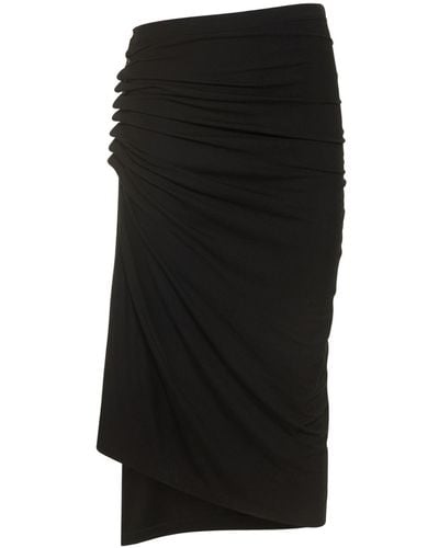 Rabanne Asymmetric Light Jersey Midi Skirt - Black