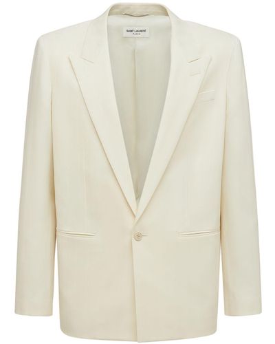 Saint Laurent Wool Fitted Jacket - White