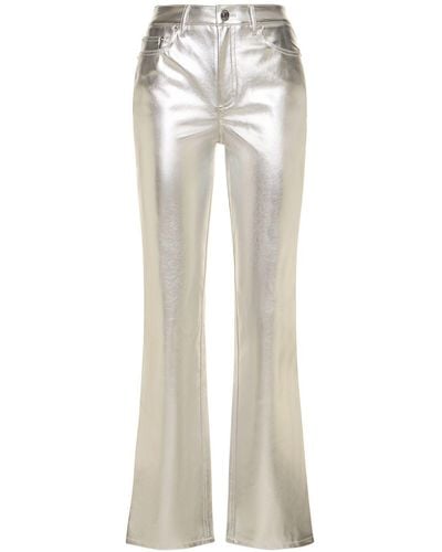 STAUD Chisel Faux Leather Straight Trousers - White