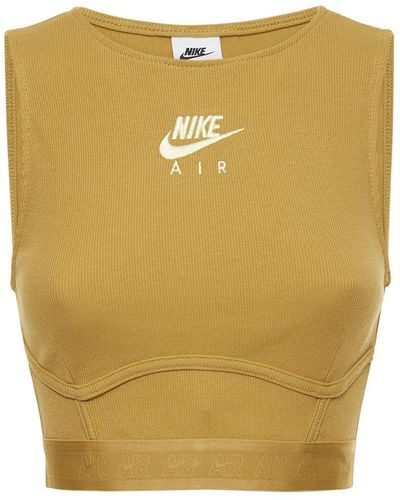 Nike Stretch Cotton Crop Top - Yellow