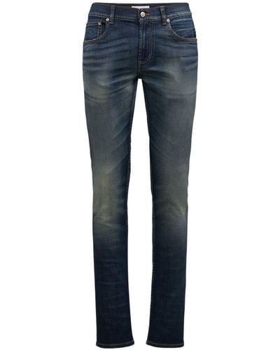 Alexander McQueen Jeans In Denim Di Cotone Stonewashed - Blu