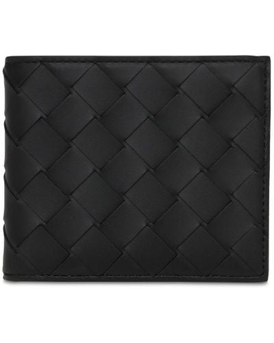 Bottega Veneta Intreccio Two Tone Leather Wallet - Black