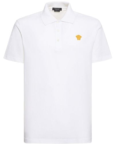 Versace Polohemd Aus Baumwolle Mit Logo - Weiß