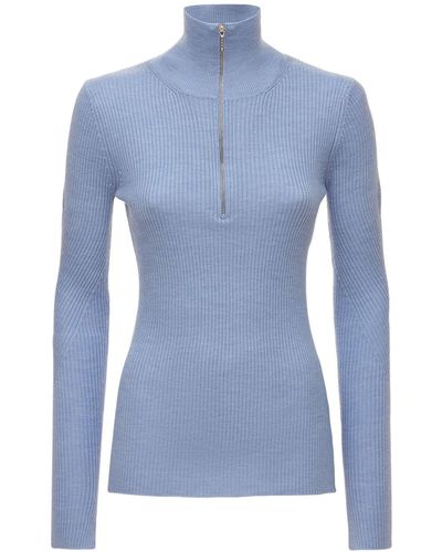 Ganni Rollkragensweater Aus Merinowollstrick - Blau