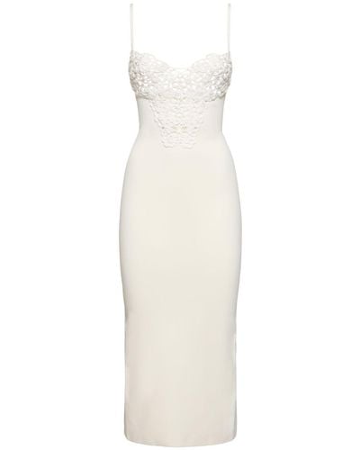 Galvan London Semi-sheer Macramé Embroidery Midi Dress - White