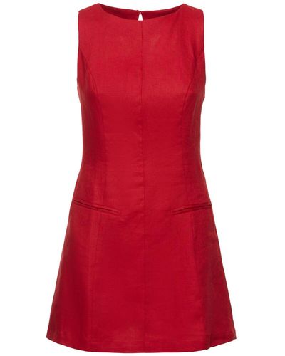 Reformation Citron Linen Mini Dress - Red