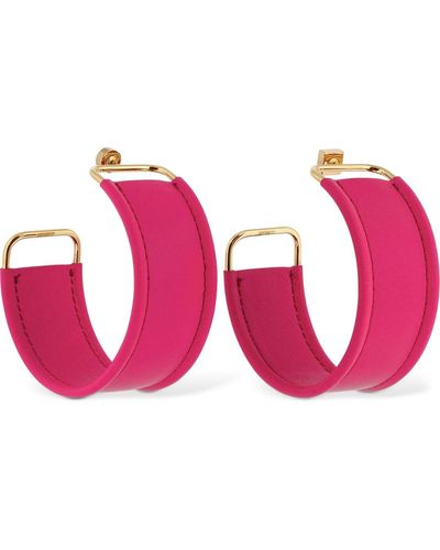 Jacquemus Les Fauteuils Big Hoop Leather Earrings - Pink