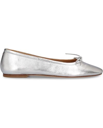 Aeyde 10mm Delfina Laminated Leather Flats - White