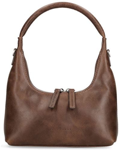 Marge Sherwood Mini Hobo Leather Bag W/Strap - Natural